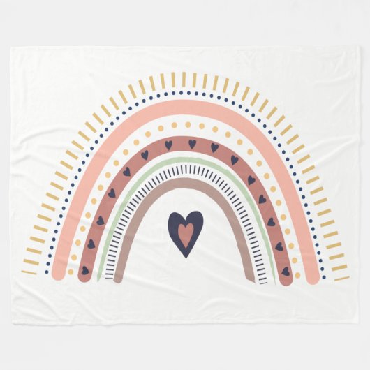Happy Boho Rainbow Modern Minimal Trendy Chic Fleece Deken (Voorkant (Horizontaal))