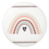 Happy Boho Rainbow Modern Minimal Trendy Chic Keramische Knop (Voorkant)