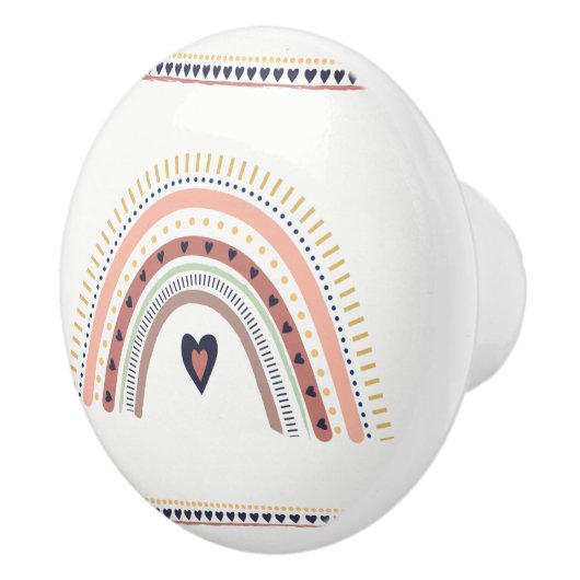 Happy Boho Rainbow Modern Minimal Trendy Chic Keramische Knop (Rechts)