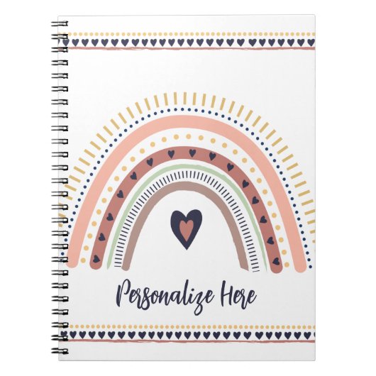 Happy Boho Rainbow Modern Minimal Trendy Chic Notitieboek (Voorkant)