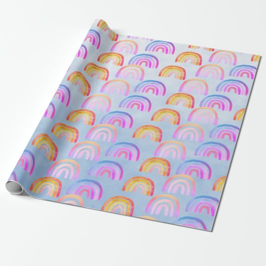 Happy Boho Rainbows & Big Blue Sky Cadeaupapier (Uitgerold)