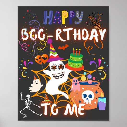 Happy Boo-dag voor me Halloween Birthday Party Poster (Voorkant)