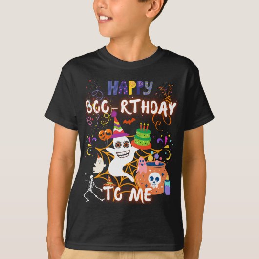 Happy Boo-dag voor me Halloween Birthday Party T-shirt (Voorkant)