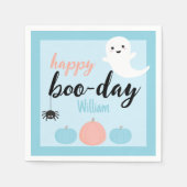 Happy Boo-Day Blue Halloween Verjaardag Servet (Voorkant)