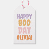Happy Boo-Day Checkered Halloween Cadeaulabel (Voorkant)