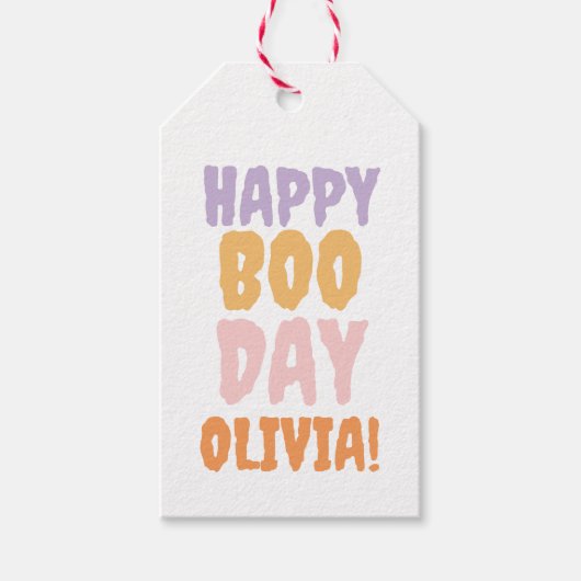 Happy Boo-Day Checkered Halloween Cadeaulabel (Voorkant)