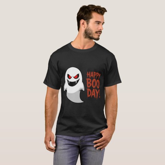 Happy Boo-Day Funny Halloween Ghost T-shirt (Voorkant volledig)