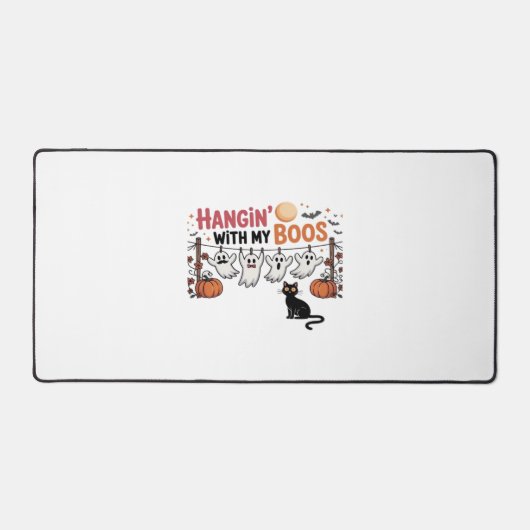 Happy Boo-Day Ghost Cat PNG - Spookachtig Schattig Bureaumat (Voorkant)