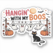 Happy Boo-Day Ghost Cat PNG - Spookachtig Schattig Sticker (Voorkant)