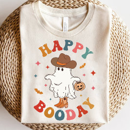 Happy Boo Day Grappige Groovy Cowgirl Halloween T-shirt