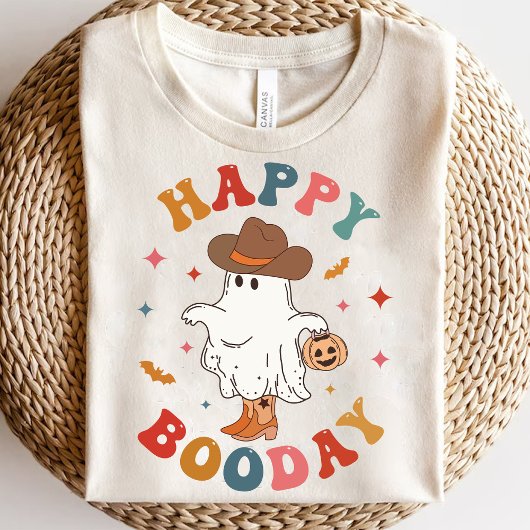 Happy Boo Day Grappige Groovy Cowgirl Halloween T-shirt