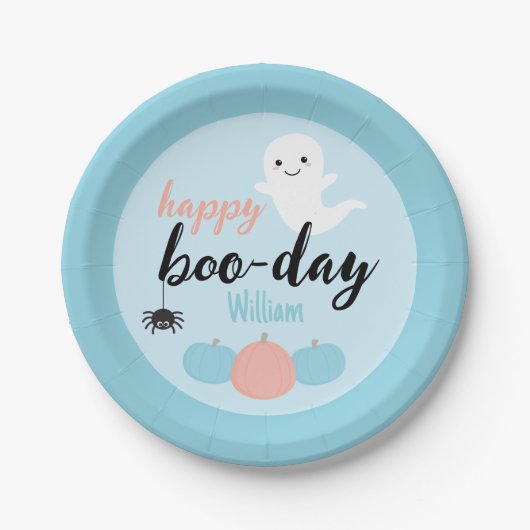 Happy Boo-Day Halloween Verjaardag Papieren Bordje (Voorkant)