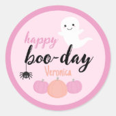 Happy Boo-Day Halloween Verjaardag Ronde Sticker (Voorkant)
