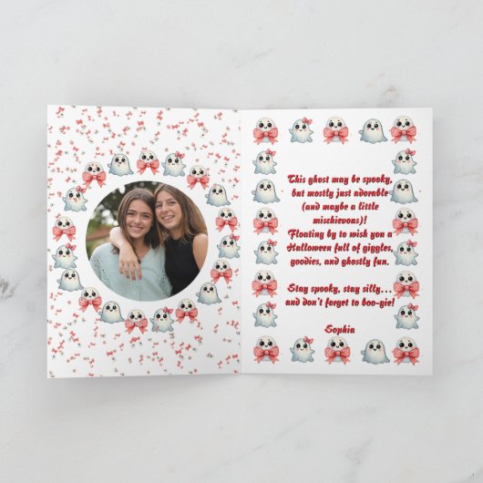 Happy Boo Day Schattige Ghost foto Halloween kaart (Binnen)