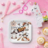 Happy BOO Day Schattigee Waterverf Ghost Herfst Papieren Bordje (Feest)