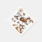 Happy BOO Day Schattigee Waterverf Ghost Herfst Servet (Hoek)