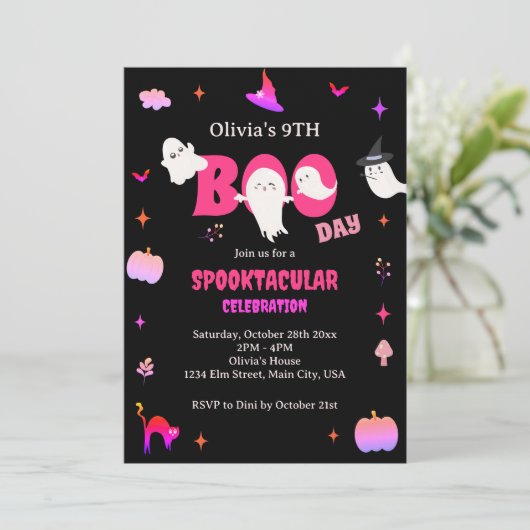 Happy Boo Day | Spooky BOO Day Celebration Kaart (Staand voorkant)