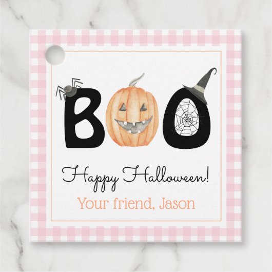 Happy Boo Day Trick or treat Halloween Pink Girl Bedankjes Labels (Voorkant)