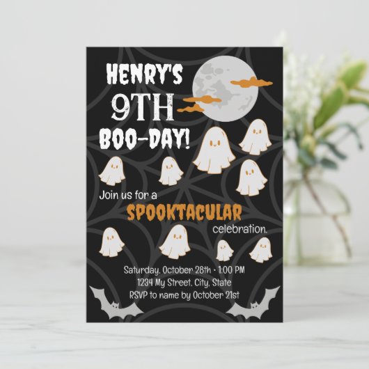 Happy Boo-Day uitnodiging (Staand voorkant)