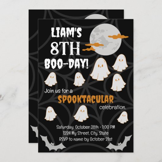 Happy Boo-Day uitnodiging (Voorkant / Achterkant)