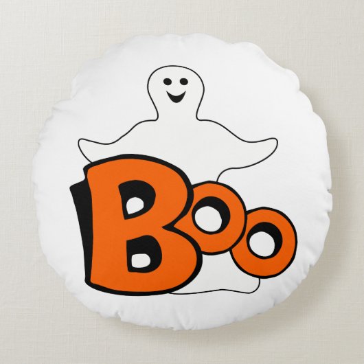 Happy Boo Ghost Rond Kussen (Voorkant)