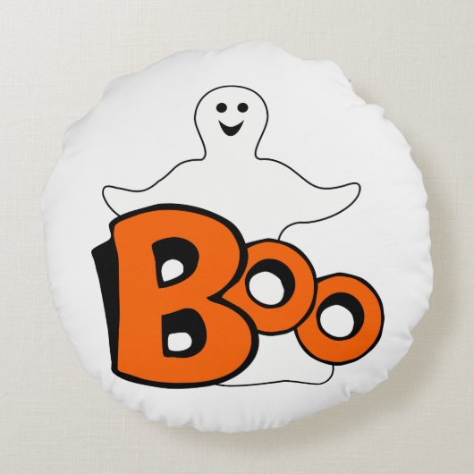 Happy Boo Ghost Rond Kussen (Achterkant)