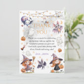 Happy Boo Halloween bedankkaart – Schattigee geest (Staand voorkant)