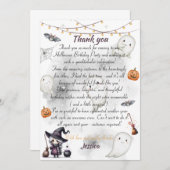 Happy Boo Halloween bedankkaart – Schattigee geest (Voorkant / Achterkant)