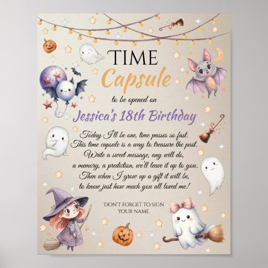 Happy Boo Halloween Time Capsule Bericht Kaart Poster (Voorkant)