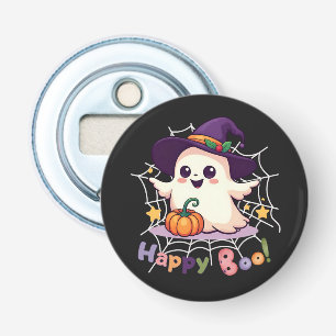 Happy Boo Schattige Ghost Black Achtergrond Button Flesopener