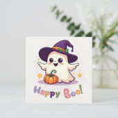 Happy Boo Schattige Ghost Flat Kaart (Staand voorkant)