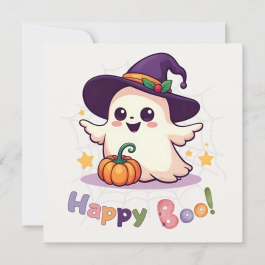 Happy Boo Schattige Ghost Flat Kaart (Voorkant)