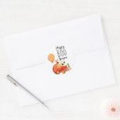 Happy Boo Season Waterverf Pumpkin Ronde Sticker (Envelop)
