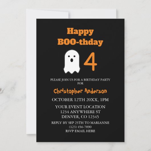 Happy BOO-thday Halloween Birthday Kaart (Voorkant)