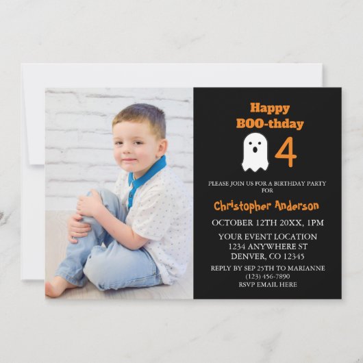 Happy BOO-thday Halloween Birthday Kaart (Voorkant)