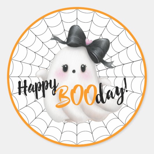 Happy BOOday – Ghostly Giggles & Birthday Cheer Ronde Sticker (Voorkant)