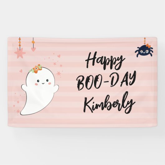 Happy Booday Halloween Verjaardag Spandoek (Horizontaal)