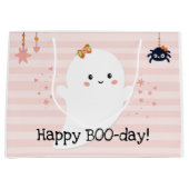 Happy BOOday Kawaii Ghost Pink Halloween Groot Cadeauzakje (Voorkant)