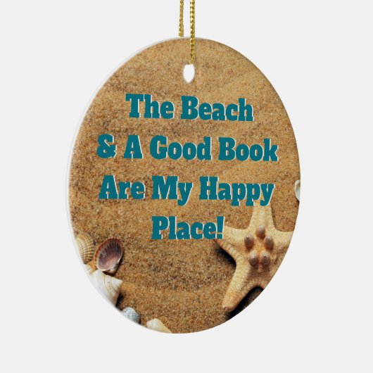 Happy Book Reading Beach Bookworm Bibliophile Keramisch Ornament (Rechts)