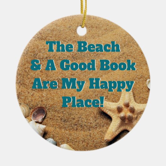 Happy Book Reading Beach Bookworm Bibliophile Keramisch Ornament (Voorkant)