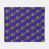 Happy Bookworm Paarse Fleece Deken (Voorkant (Horizontaal))