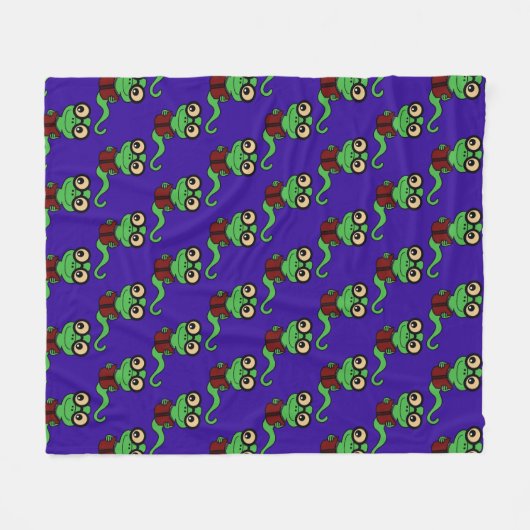 Happy Bookworm Paarse Fleece Deken (Voorkant (Horizontaal))