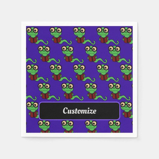 Happy Bookworm Paarse Servet (Voorkant)