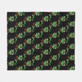 Happy Bookworm Zwart Fleece Deken (Voorkant (Horizontaal))