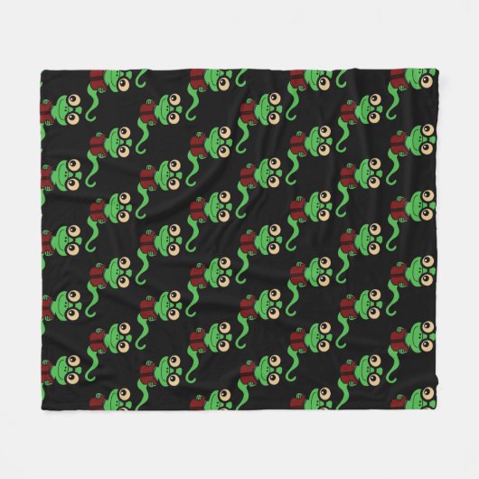 Happy Bookworm Zwart Fleece Deken (Voorkant (Horizontaal))