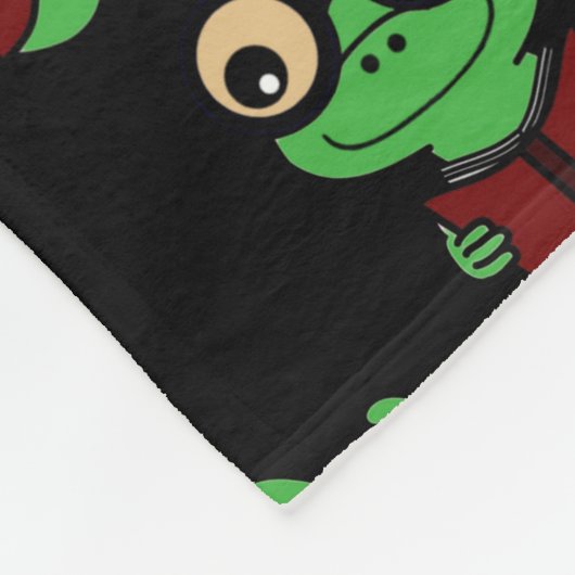 Happy Bookworm Zwart Fleece Deken (Hoek)