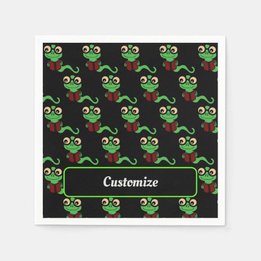 Happy Bookworm Zwart Servet (Voorkant)