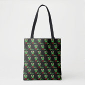 Happy Bookworm Zwart Tote Bag (Voorkant)