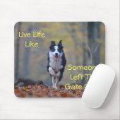 Happy Border Collie dog die loopt en speelt Muismat (Met muis)