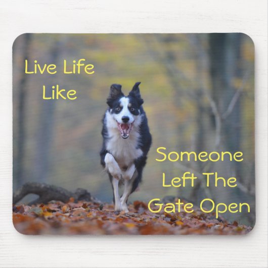 Happy Border Collie dog die loopt en speelt Muismat (Voorkant)